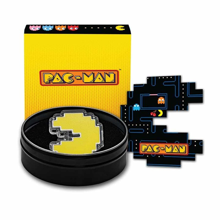 Niue : PAC-MAN coloré 1 once d'argent 2022 Proof Shaped Coin