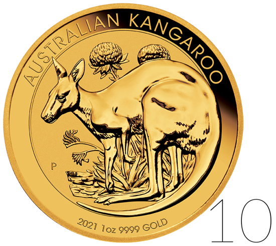 Australský klokan 1 unce zlata BALÍČEK 10 KS 2021