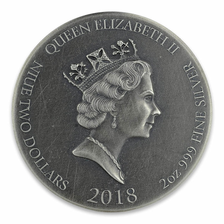 Niue: Biblické - Ježíš bičován 2 unce stříbra 2018 Proof Antiqued Coin