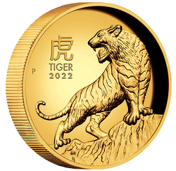 Lunar III: Anno del Tigre 1 oncia d'oro 2022 Proof High Relief