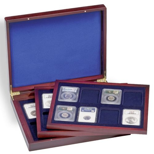 Mahoniowa kaseta do monet Volterra Trio de Luxe 24 slaby