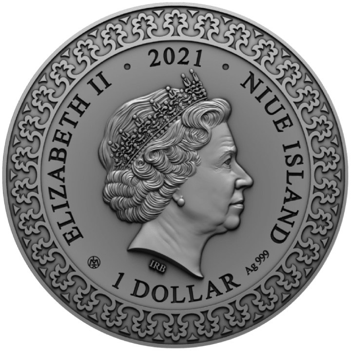 Niue: The Knight in the Panther’s Skin - The Coronation of Tinatin $1 Silver 2021 Antique Finish Coin
