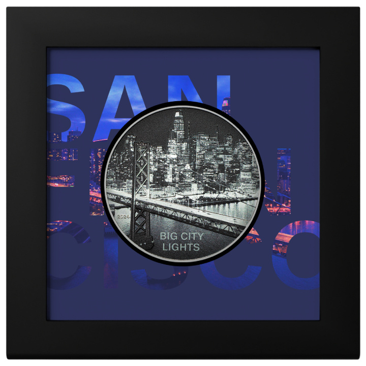 Cook Islands: Big City Lights - San Francisco coloured 1 oz Silver 2024 Proof