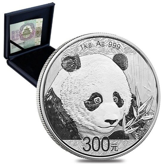 Čínská panda 1000 gramů stříbra 2018 PROOF