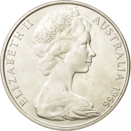 Australia 50 centavos 13,28 gramos Plata 1966
