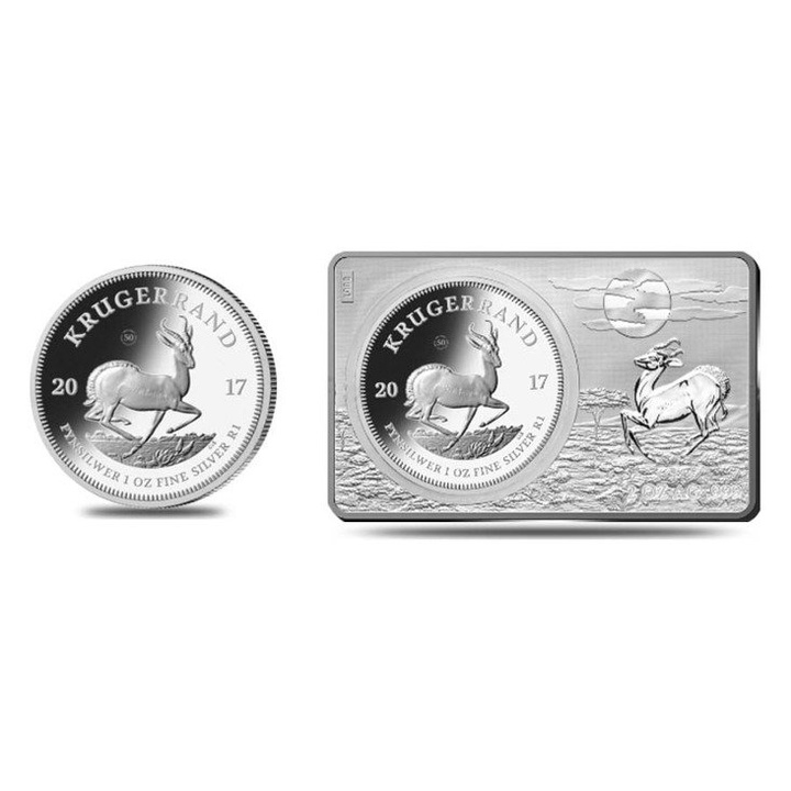 2-Stück Silber Barren & Münzen Set (50 Jahre) Krugerrand 2017