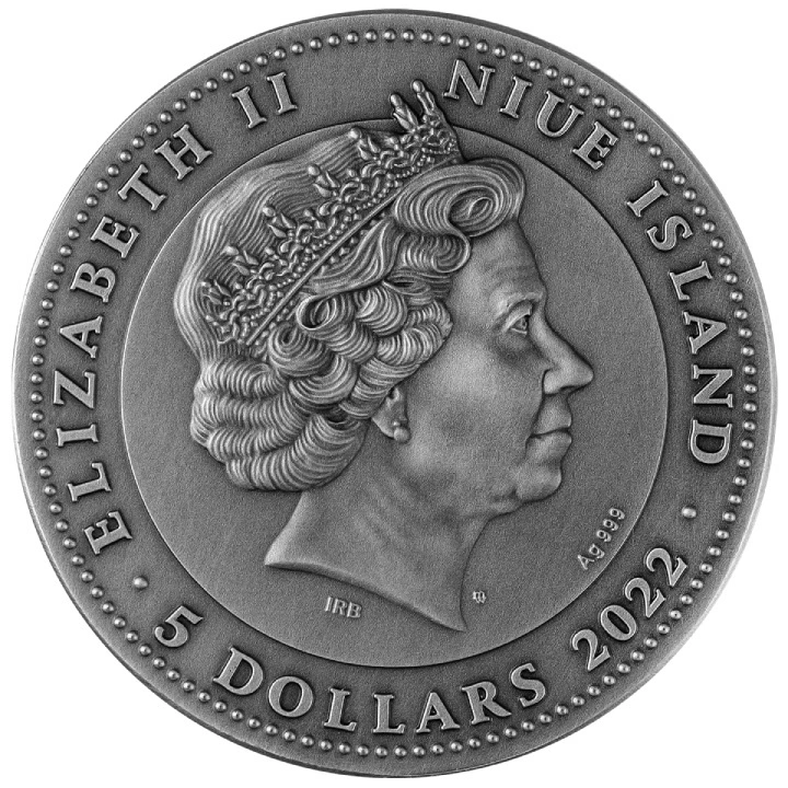 Niue: Petit Minou colored lantern $5 Silver 2022 High Relief Antiqued Coin