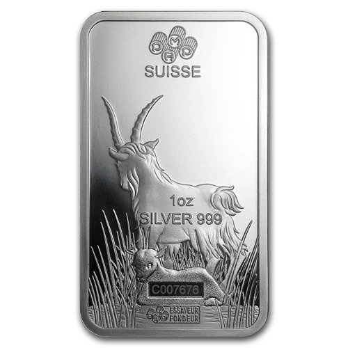1 oz Bar Silver Lunar Year of the Goat
