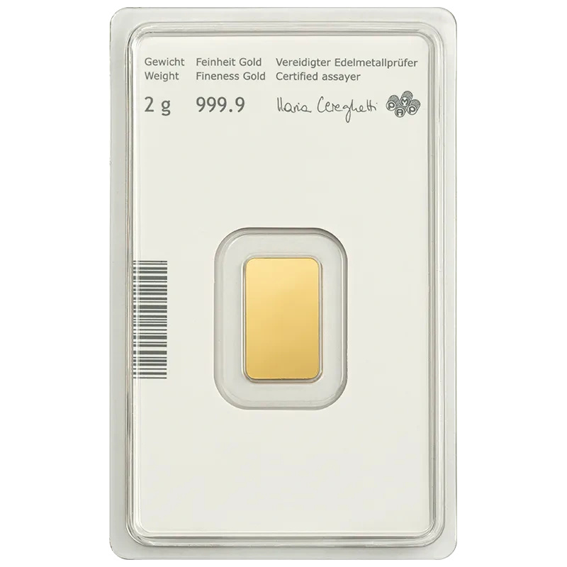 Gold Bar 2 grams Gold Austrian Mint | Metal Market Europe