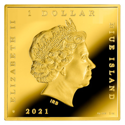 Niue: Caravaggio - Bacchus coloured 1 oz Silber 2021 Gilded Proof Coin