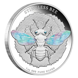 Niue: Australian Native Bees – Blue-banded Bee 1 Unze Silber 2025 Proof Hologram