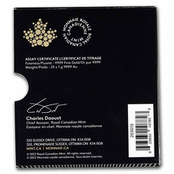 Feuille d'érable canadienne 25 x 1 gramme d'or 2022