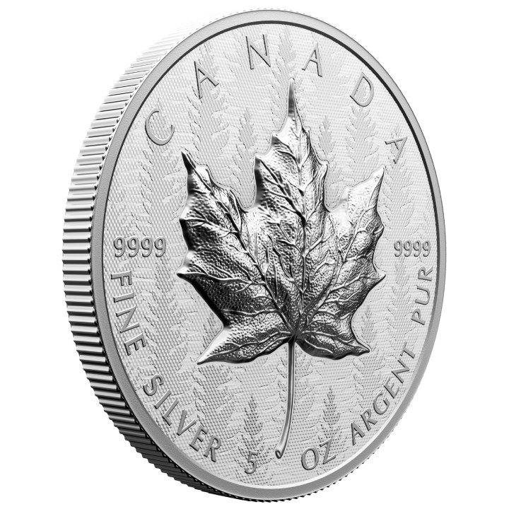 Foglia d'acero canadese 5 once d'argento 2024 Reverse Proof Ultra High Relief