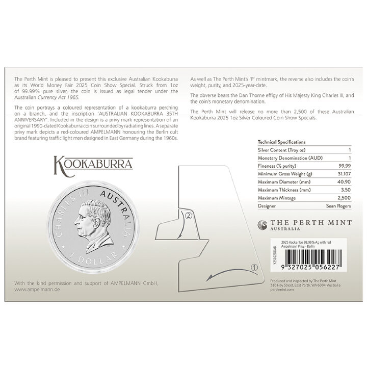 Kookaburra coloreada 1 onza Plata 2025 (World Money Fair)