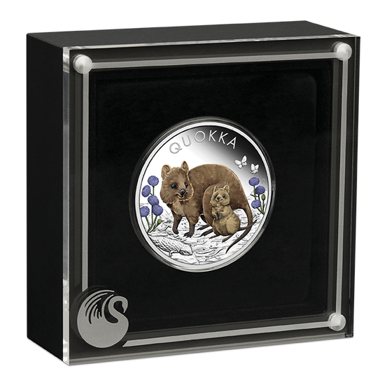 Quokka coloreado 1 oz Plata 2022 Proof