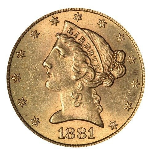 Liberty-S Double Eagle 5 dollari 1881 Condizione 3+