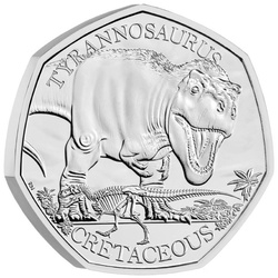Dinoszauruszok: ikonikus példányok – Tyrannosaurus Rex 50 pence réz-nikkel 2024