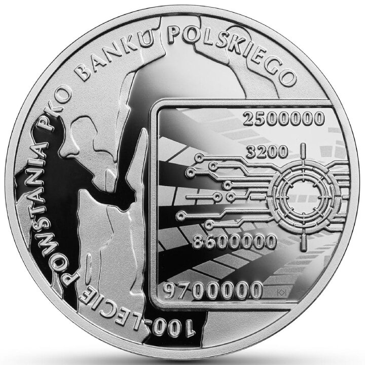 Moneta da 10 zł 100° anniversario della fondazione della PKO Bank Polski 10 zł Argento 2019 Proof