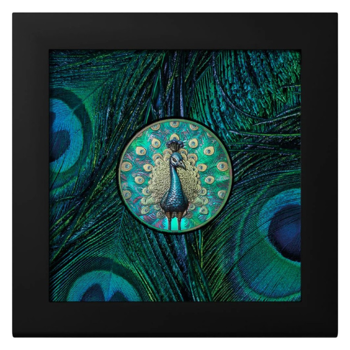 Cook Islands: Spectrum – Peacock kolorowany 1 uncja Srebra 2025 Prisma Proof