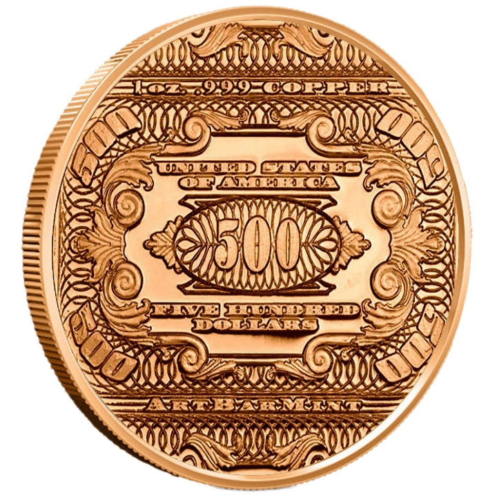 Billete de $500 1 onza de cobre