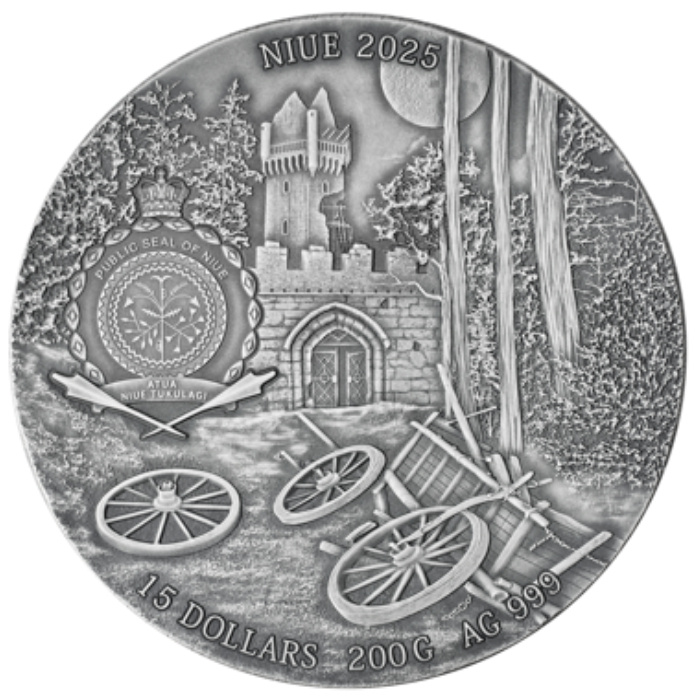 Niue: Der Hexer: Der Letzte Wunsch coloriert 200 g Silber 2025 High Relief Antiqued Coin
