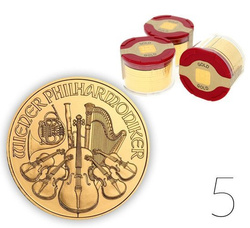 Wiener Philharmoniker 1 oz Gold PAKET 5 Stück 2020