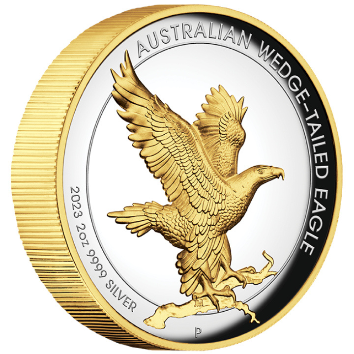 Águila Australiana Dorada 2 oz Plata 2023 Prueba Alto Relieve