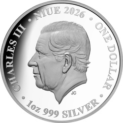 Srebna Moneta Niue: American Lunar Year of the Mustang kolorowany 1 uncja Srebra 2026 Proof