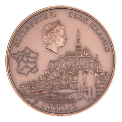 Cook Islands: Mont-Saint-Michel 50 grams Copper 2023 Ultra High Relief Antiqued Coin