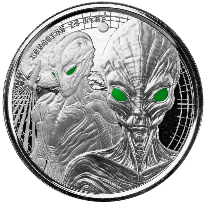 Ghana : Alien coloré 1 once d'argent 2023 Proof
