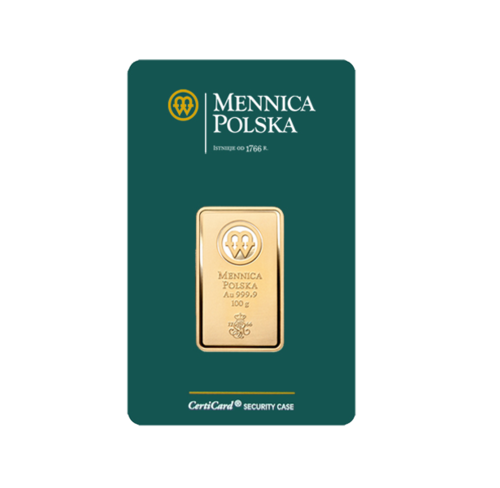 Lingote de oro de 100 gramos Casa de la Moneda de Polonia