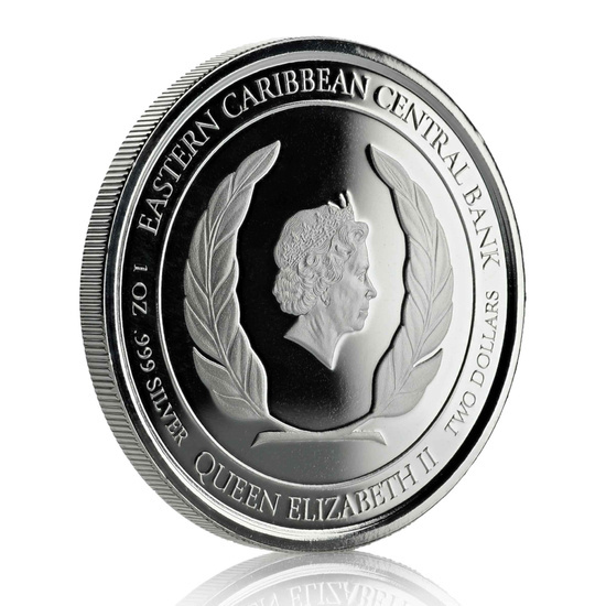 St. Lucia: Flamingo colorato 1 oz Silver 2019 Proof