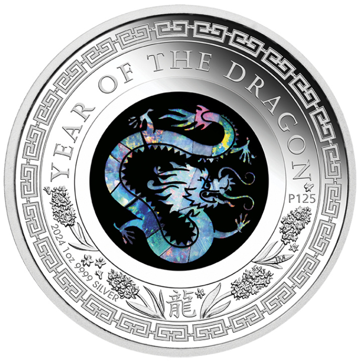 Perth Mint : Lunar III - Année du Dragon 1 once d'argent 2024 Proof Opal