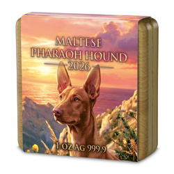 Gilded Silver Coin Maltese Pharaoh Hound 1 oz Silver 2026