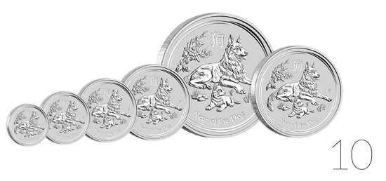 Lunar II: Rok psa 1000 gramů stříbra 2018 BALÍČEK 10 KS