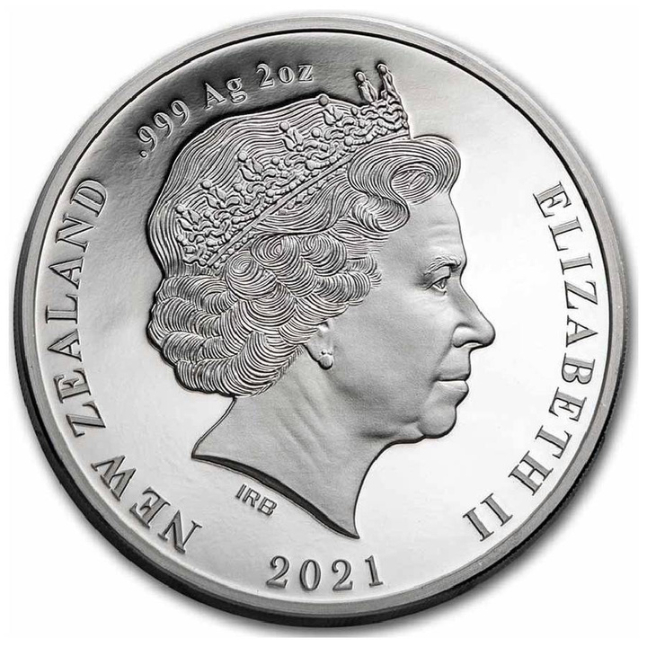 Új-zélandi bukó színezett 2 oz ezüst 2021 Proof