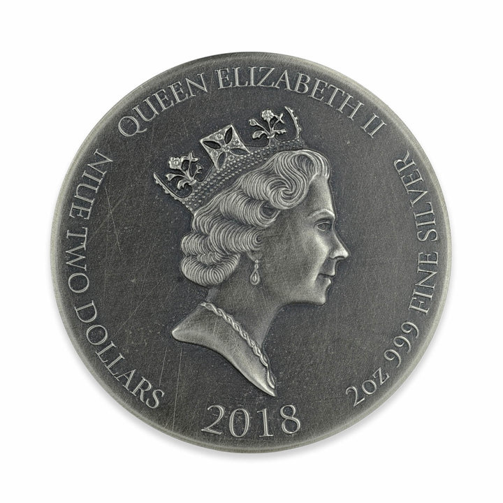 Niue: Biblico - Il carro di fuoco 2 once d'argento 2018 Proof Antiqued Coin