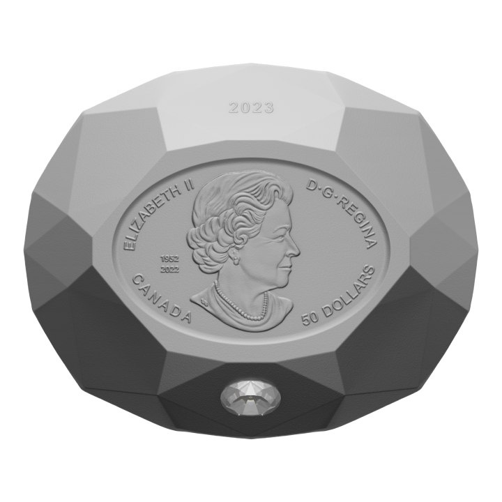 Kanada: Forevermark Black Label Oval Diamond 50 $ stříbrná mince 2023 Shaped Matte Proof Coin