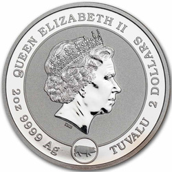 Tuvalu: Aquila calva americana 2 once d'argento 2019 Reverse Proof Piedfort Pig Privy Mark