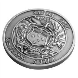 Ezüst érme Samoa: The Journeying Steed színezett 2 uncia ezüst 2026 Antiqued