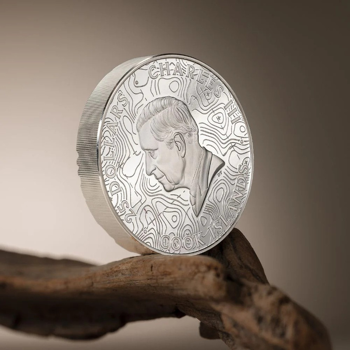 Cook Islands: Topography – Yellowstone kolorowany 5 uncji Srebra 2025 Proof