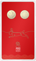 Lote de 2 monedas Lunar: Año del Conejo 2023
