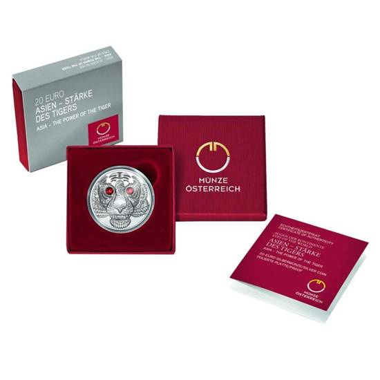 Asia - The Power of the Tiger 20 Euro Srebro 2022 Proof