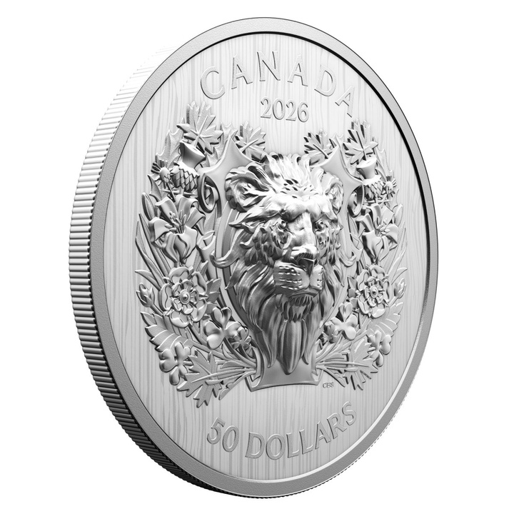 Canadá: Heraldic Lion 50$ Plata 2025 Proof High Relief