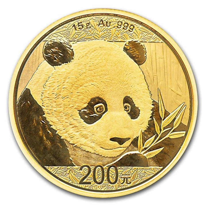 Čínská panda 15 gramů zlata 2018
