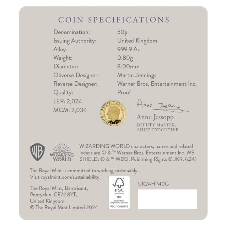 Harry Potter: Winged Keys 1/40 uncji Złota 2024 Proof