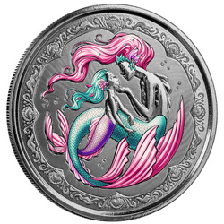 Samoa: Mermaid Mother & Daughter kolorowane 1 uncja Srebra 2023 Proof