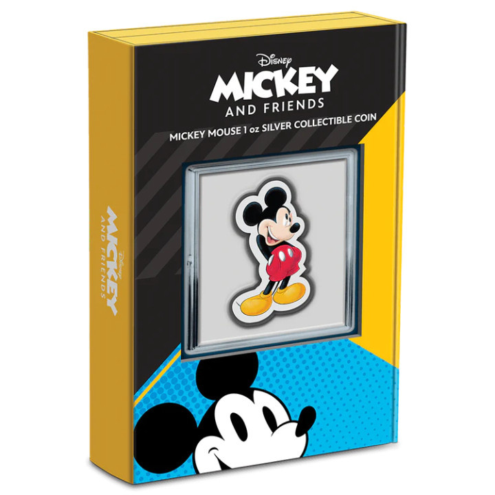 Niue: Disney - Topolino colorato 1 oncia d'argento 2021 Proof Moneta sagomata