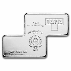 Niue: Tetris - Z-Tetrimino Block coloured 1 oz Silver 2023 Coin (red)