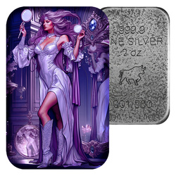 Sztabka Asturmint: The Deadly Seven Sins - Vanity kolorowana 2 uncje Srebra 2024 Antique Finish